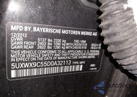 2013 BMW X3 xDrive28I from USA, damaged, VIN 5UXWX9C55D0A32113